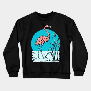 Pink Flamingo Nature Illustration Gift Crewneck Sweatshirt